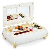 WSAMJIN Ballerina Music Box With Mirror, Elegant Musical Jewelry Box Ballet Dancing Girl Music Box with Melody Trinkets Jewelry Storage Case for Girls Women Home Decoration Gifts (Pearly White)