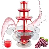 Bekasa 3-Tier Cocktail Fountain Machine, Electric Party Fountain Drink Machine with LED Base and 5 Cups 3L Drink Dispenser for Red Wine Beer Juice Beverage for Wedding, Party, Celebration, Bar