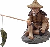Mini Fisherman Figurines Resin Sitting Fishing Men, Garden Statue Ornament Fish Tank Micro Landscape Decor Garden Sculptures and Statues