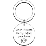 JMIMO Photographer Camera Keyring Inspirational Gifts for Photographers Photo Club Encouragement Photography Gifts When Life Gets Blurry Adjust Your Focus