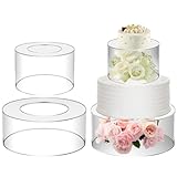 2PCS Acrylic Fillable Cake Stand Clear Round 6Inch 10Inch Stackable Centerpiece Cake Display Boxes with LED Lights Tabletop Decor Base Cake Display Tier for Wedding Birthday Party (No LED lights)