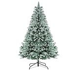 Realistic Artificial Christmas Tree with White Tips & Metal Stand | Full & Bushy Freestanding Xmas Tree for a Natural Look (5ft)