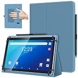 TiMOVO Universal Case for 10.1 Inch Android Tablet with Pen Loop, Lightweight Folding Stand Cover with Hand Strap for All 9.6"-11" Touchscreen Tablet, Denim Blue