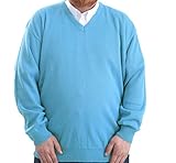 Brooklyn Clothing Mens Big Size V Neck Jumpers Soft Feel Acrylic Classic Fit King Size Sweater Long Sleeve (Sky Blue, 6XL)