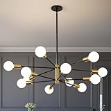 Epinl Sputnik Chandeliers Ceiling Light - 12 Lights Modern Chandelier E27 Height Adjustable 53.8 inch Semi Flush Mount Ceiling Light - Farmhouse Chandelier Over Table for Dining Room Kitchen Bedroom