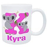 K for Kyra, K for Koala Themed Girls Personalised Plastic Unbreakable Kids Cup/Mug, Baby/Toddler Cup