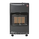 WARMGLOW Portable Gas Heater in Grey - 4.1KW Indoor with Oxygen Depletion Sensor & 3 Heating Settings - Butane Gas Heater with Wheels, Regulator, Hose - For Home, Office, Garage, Workshop