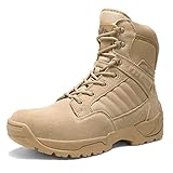 NORTIV 8 Men's Military Tactical Work Boots Leather Motorcycle Combat Boots,Size 7W,Sand,Desert-W