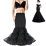 SHIMALY Women Mermaid Wedding Petticoat Fishtail Underskirt Trumpet Crinoline for Mermaid Wedding Dress (S-M, Black)
