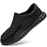 UROMGV Mens Slip on Loafers Lightweight and Comfortable Walking Shoes Non Slip Moccasins Soft Penny Driving Shoes Home Leisure Breathable Tennis Black UK 10