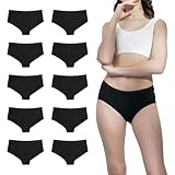 Girls Underwear 10 Pack Black | Soft Cotton Panties, Shorts for Kids, Teens | Comfortable, Breathable Girls Knickers, Pants | Everyday, Home, School Wear & For All Activities | 9-16 Years Old