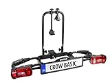 EUFAB 11569 Crow Basic bicycle carrier, suitable for e-bikes, partially pre-assembled, for 2 bicycles, for towing hitch