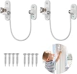 Xelparuc Window Restrictor Locks, 2Pcs Professional UPVC Window Restrictor Locks, Child Baby Safety Security Wire Catch with Screw Keys Safety