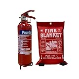 FireShield Home Safety Pack, 1kg Dry Powder Fire Extinguisher & 1m x 1m Soft Case Fire Blanket