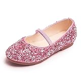Princess Shoes Girls Glitter Mary Jane Flat Sandal Sequin Party Wedding Birthday Dress Cosplay Shoes for 2-7 Years Toddlers Kids Pink