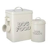 CrazyGadget® Vintage Classic Retro Dog Food Treats Storage Container Set - Cream