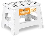 Utopia Home Folding Step Stool 9 Inch, Portable Anti Slip Surface for Kids and Adults, Heavy Duty Folding Stool with Carrying Handle, 300 lbs Load Capacity, Pack of 1, White