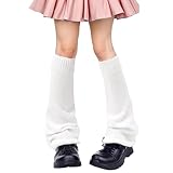 Telooco Leg Warmers Y2K Kawaii Knit Leg Warmers Harajuku Flared Legwarmers Preppy Baggy Long Socks Lolita Gyaru Goth Accessories for Women Girls (White)