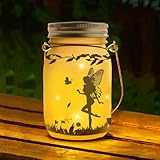 Solar Fairy Lantern Outdoor, Garden Ornaments Waterproof Hanging Frosted Glass Solar Mason Jar Lights LED Hanging Lamp for Table, Yard, Garden, Patio, Lawns Decoration Night Lights