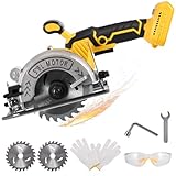5'' Cordless Circular Saw for Dewalt Battery,Brushless Mini Circular Saw with 2 Blades,Adjustable Cutting Angle, Max Cutting Depth 1.28""(45°),1.6""(90°),for Cutting Wood,Plastic,Metal (No Battery)