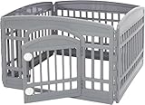 Iris Ohyama, Playpen, Puppy pen, Enclosure with 4 panels and 1 lockable plastic door , L91.5 x W91.5 x H60cm , Unit , Foldable, BPA-free, indoors/outdoors , CI-604E, For Dogs, Rabbits , Iron Grey