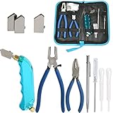 DODUOS Professional Glass Cutter Tool Kit - Heavy Duty Glass Running Pliers and Breaker Grozer Pliers, Pistol Grip Glass Cutter with 3 Cutter Heads, Oil Dropper, Sculpture Pen and Screwdriver, Bag