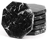 Radicaln Marble Coasters for Drinks - 3.5" Black Handmade Star Set of 6 for Coffee Table - Elegant Drink Coasters