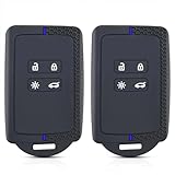 Juttzzei Renault Key Cover for Clio, Megane, Koleos, Kadjar, Kangoo, Twingo, Talisman, Captur, Espace, Dacia Duster - 4 Buttons TPU Silicone Fob (Blue-line) 2PCS
