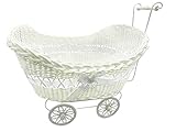 SAFRI® LARGE BABY PRAM HAMPER WICKER BASKET BABY SHOWER PARTY GIFTS BOYS GIRLS NEW BORN (White)