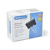 Rapesco FBC500B1 50 mm Foldback Clips, Black, Pack of 10