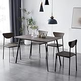 mcc direct Dining Table and Chairs Set Metal Wood Effect Table Dining Set 4 Chairs Blake - Grey