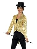 Smiffys 21229M Sequin Tailcoat Ladies Jacket , Gold, M - UK Size 12-14