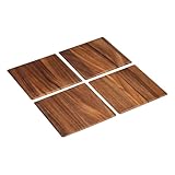 Tala Square Table Mats, Lacquered Acacia Wood Boards, Ideal for Serving, Dining and Food Display, Set of 4 with Each Board Measuring 25x25x0.8cm Making Them a Perfect Place Setting