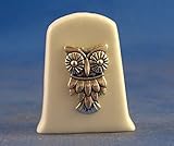 Birchcroft Porcelain China Collectable Thimble - Antique Silver Owl