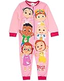 CoComelon Girls Onesie in Pink | Kids All In One Fleece Loungewear | JJ Cody Nina Bella Cece Fun Cosy PJs Sleepsuit Nightwear | Pajama Bodysuit Romper Merchandise Gift for Children