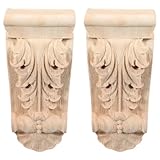 Housoutil Wooden Corbels, 2PCS DIY Wood Appliques, Decorative Wooden Mouldings for Archway Fireplace Cupboard Cabinet Living Room