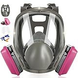 ZXICH Full Face Respirator Mask, 6800 Gas Respirator with Filters, Dust Mask Anti Fog Against Organic Vapor Fumes Gases for Spray Paint Chemicals Epoxy Resin Welding Sanding