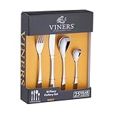 Viners Sicily 16 Piece Cutlery Set | Stainless Steel Flatware, Mirror Finish, Dishwasher Safe & Rust Resistant, Everyday Dining & Entertaining, British Heritage Brand