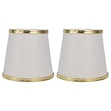 2 Pcs Small Lamp Shade, 6" Drum Fabric E14 Bulb Lampshade Beige with Gold Edge Mini Light Lamp Shade Cover for Table Lamps Floor Lamps Chandeliers Wall Lamps, 4.5x6x5.5in