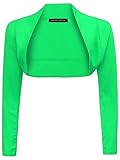 LUXE DIVA Womens Plain Long Sleeve Bolero Shrug Crop Top – Ladies Cropped Cardigan Knitted Shrug Top for Casual, Party or Evening, Wear UK Sizes 8-26 Jade Green