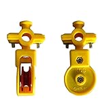 2Pcs Single Pulley Block Heavy Duty 32mm Hoist Builder Lift Winch Wheel Plastic Pulley Block & Hook Rope Yellow