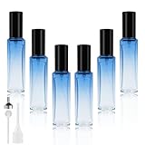 LOPHE Perfume Atomiser Refillable, Mini Perfume Refill Bottles, Empty Clear Glass Perfume Atomiser Spray Bottles, Portable Atomiser with Fine Mist for Daily Business Trips, 10 ml 6 Pcs Gradient Blue