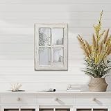 Sintosin Rustic Small Window Pane Mirror Wall Decor 11 x 16 inches, Hanging Distressed White Farmhouse Rectangle Wood Frame Mirror, Handmade Decorative Window Mirrors for Living Room Christmas