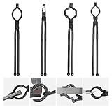 VEVOR Blacksmith Tongs, 18” 4 Pcs, V-Bit & Wolf Jaw Tongs, Carbon Steel with A3 Steel Rivets, for Beginners & Seasoned Bladesmiths