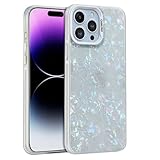Luhuanx Case for iPhone 15 Pro Max Case, Glitter Pearly-Lustre Shell Slices, Colorful Laser Chippy Pattern, Slim Hard Protective Phone Case for iPhone 15 Pro Max
