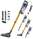 VACTechPro Corded Vacuum Cleaner, Powerful 600W/60Kpa, Lightweight 3-in-1 Stick Vacuum with 800ML Dustbin, Double Handle Design Upright Handheld Vacuum for Hardwood, Pet Hair, Carpets