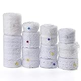 FEPITO 12 Rolls White Lace Ribbon Assorted Lace Trim Ribbon for Sewing and Bridal Wedding Scalloped Decorations 39.6 Yards