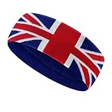 Unisex Sport Sweatbands Elastic Forehead Headbands for Men Women Adjustable Sweat Wicking Bands Moisture Wicking Bandana Union Jack Patriotic Soft Stretchy Wristbands Sweatbands for Yoga,Hip Hop