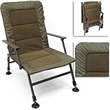Foldable Fishing Chair with Adjustable Legs, Mud Feet & Armrest, Durable Comfortable Padded Fabric, Compact & Portable, Carp Coarse Anglers, Outdoors Camping