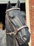 Equipride LEATHER BITLESS BRIDLE CRYSTAL WITH ANTI-SLIP RUBBER GRIP RUBBER REINS (Cob, Brown)